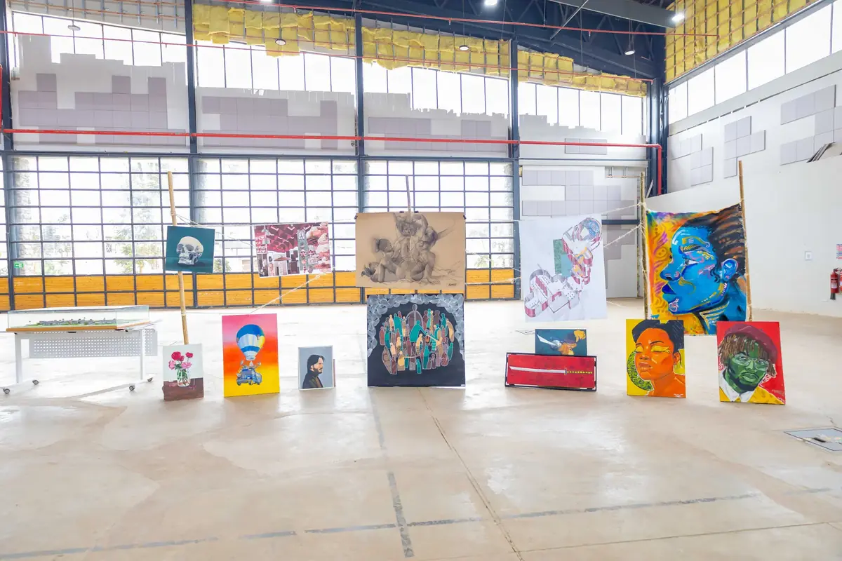 Artworks on display in the exhibition hall